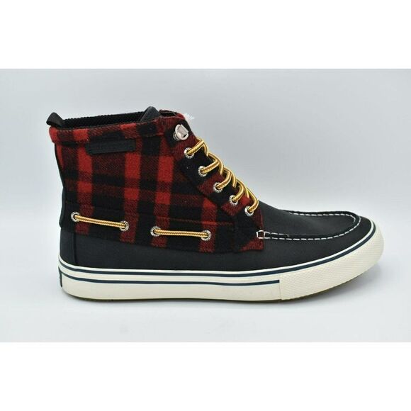 Sperry Mens Size 10 Bahama Black Red Checkered Waterproof Storm Boots STS23092 - Picture 5 of 11